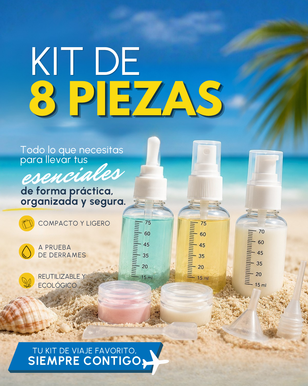 Set De Botellas Para Viaje 8 Piezas | Nevada